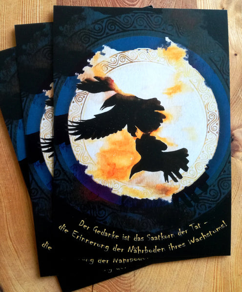 5 Postkarten "Hugin und Munin"